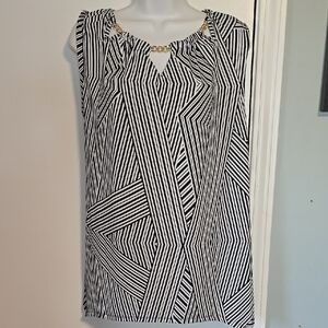 Robert Louis Women's Black White Sleeveless Top Sz XL Like New